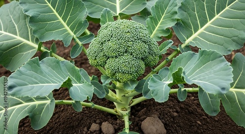 Fresh Organic Broccoli Growing in Agricultural Field at Sunset – Healthy Green Vegetable Crop