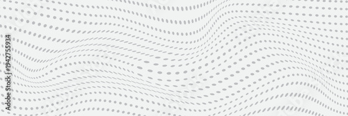 Modern abstract dot grid forming smooth wavy shapes, monochrome halftone background for creative design use.