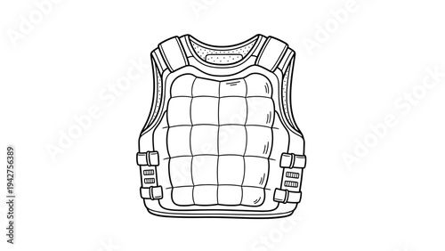 Tactical vest drawing with detailed lines