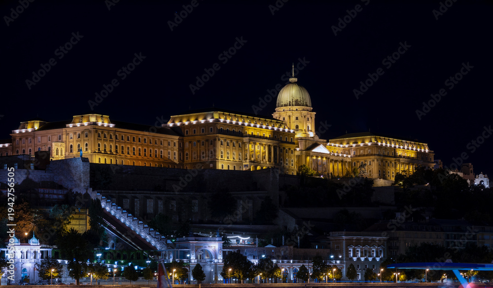Fototapeta premium BUDAPEST, HUNGARY, JULY 21, 2024 - Buda castle in Budapest by night, Hungary, Europe