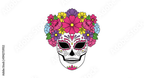 Colorful floral sugar skull art celebrating tradition and culture