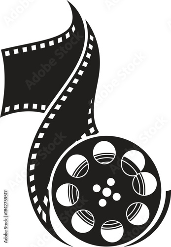 Vintage film reel and strip icon