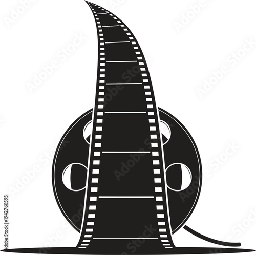 Film reel with ascending film strip