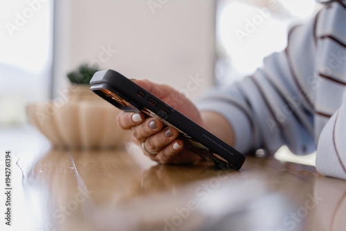 Social media and digital online concept, man using smart phone. The concept of living on vacation and playing social media. Social Distancing ,Working From Home