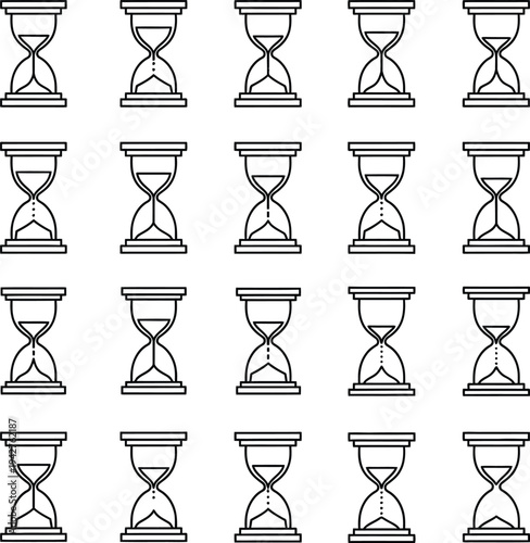 Set of 20 Hourglass Icons, Outline Style Vector Collection for Time Management, Waiting, Countdown, and Loading Process Design Elements