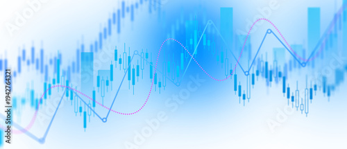 Εκτύπωση καμβά Transparent Stock Market Candlestick Chart with Rising Trend Line Digital Financ