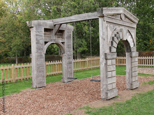 Wallpaper Mural A Pair of Swings on a Playground Wooden Structure. Torontodigital.ca