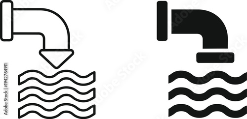 Pipe pouring liquid into waves, waste water or industrial sewage being released. 