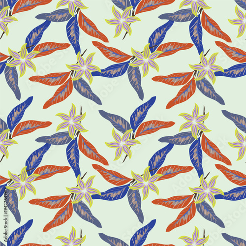 Big flowers pattern, upscale floral pattern. graphical textures floral, trendy colors pattern , flowers background with leaves. vector illustration.
