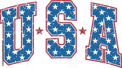 USA Patriotic Typography American Flag Style Independence Day Vector Illustration