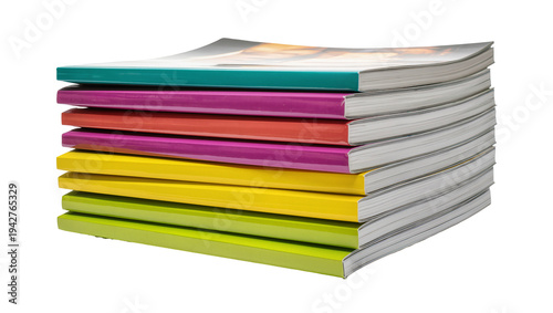 Foto Isolated Colorful Stack of Books with Pages, Textbooks, Manuals, Journals, Stati