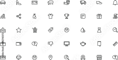 Ecommerce and Online Shopping Line Icon Set – Retail, Payment and Store Outline Vector Icons