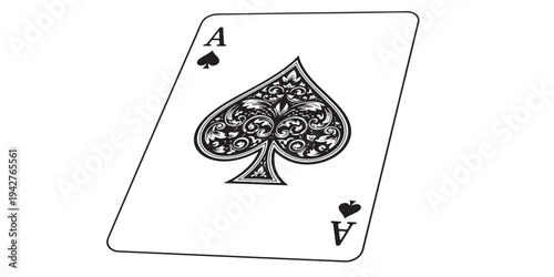 Ace of Spades playing card - illustration, isolated on white