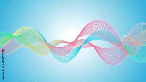 Wallpaper Mural Abstract colorful wave lines flowing on a light blue background. Torontodigital.ca