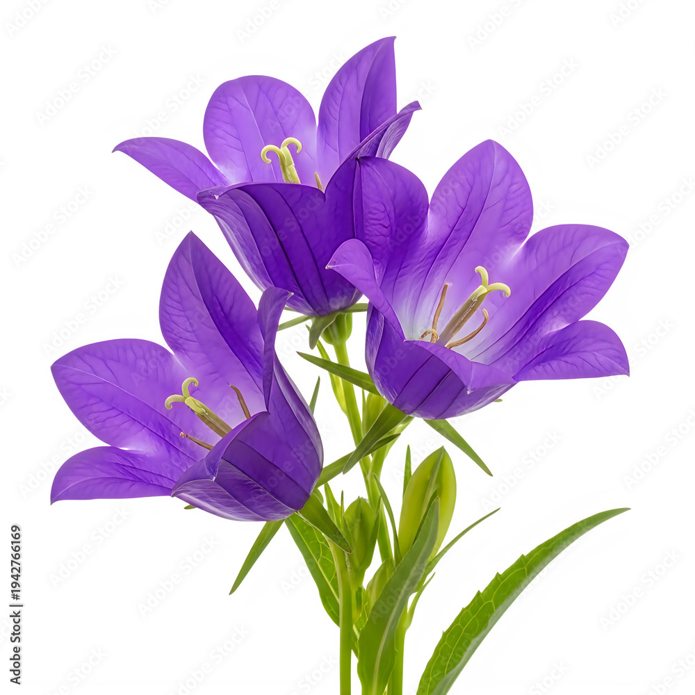 Naklejka premium Vibrant purple flowers with green stem