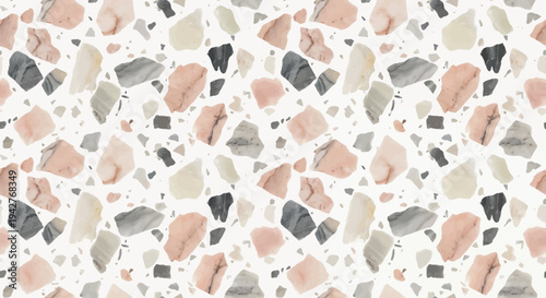 A seamless pattern of various terrazzo stones creates a colorful and textured background.