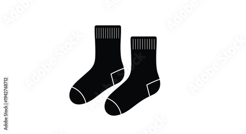 Simple illustration of two black socks against a white background