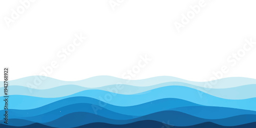 Abstract blue waves background design with multiple layers of varying blue shades creating a fluid border effect.