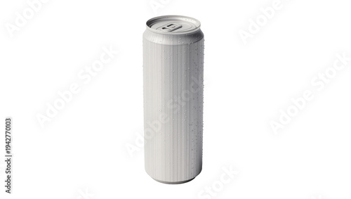 Obraz na plátně Isolated tall aluminum can with condensation drops; beverage advertising and thi