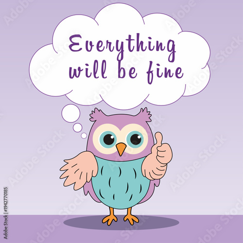 Owl Illustration, Everything will be fine