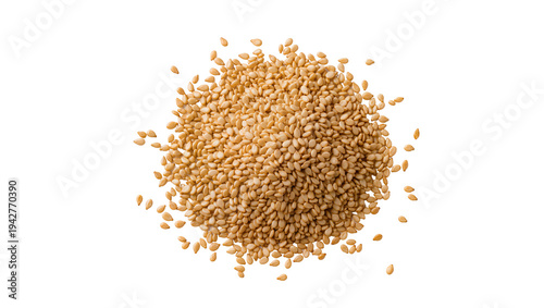 Canvas Print Isolated pile of toasted sesame seeds for healthy ingredient, vegan snack or asi