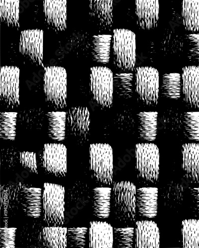 Texture of a knitted blanket with a chunky yarn weave on a bed, vectorized illustration