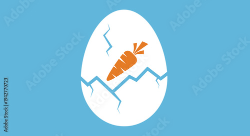 flat vector Cracked Egg Carrot Vector isolated on White Background vector background, vector illustration