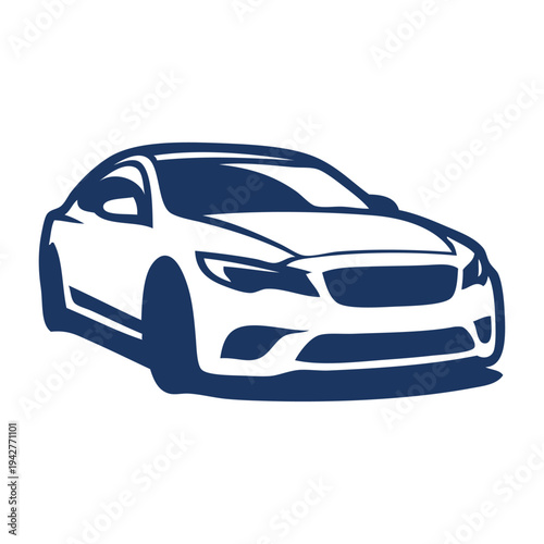 Logo concesionario de coches. Icono con dibujo con líneas de un vehículo de lujo