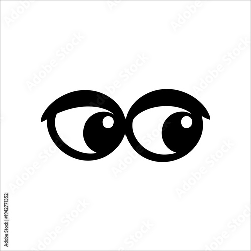 Intrigued cartoon eyes peeking sideways, expressing curiosity or suspicion with a simple graphic design