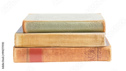Fotografía Isolated Antique Books Stack Arrangement, Collection of Old Education and Knowle