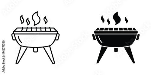 Grill Cooking Flames Icon Commercial Asset