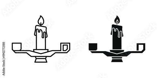 Candle Candelabra Icon Flame Drip Vector Commercial