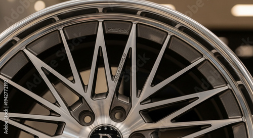 Luxury Car Alloy Wheel Detailed View Multi-Spoke Design Polished Finish Close-up