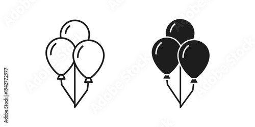 Balloons Celebration Icon Set Party Event Vector