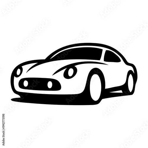 Logo concesionario de coches. Icono con dibujo con líneas de un vehículo de lujo