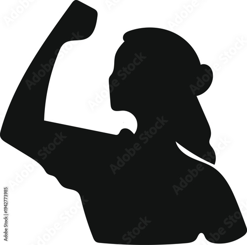silhouette of a woman flexing her arm