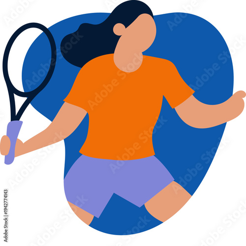 Woman Playing Tennis Illustration