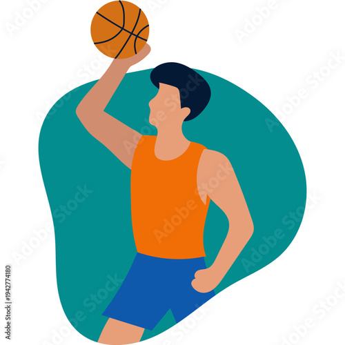 Man Playing Basketball Illustration