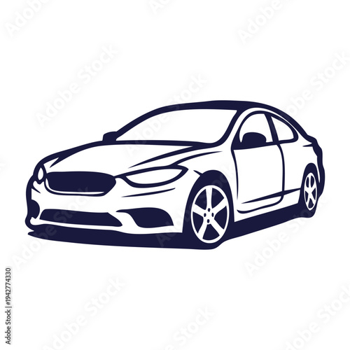 Logo concesionario de coches. Icono con dibujo con líneas de un vehículo de lujo
