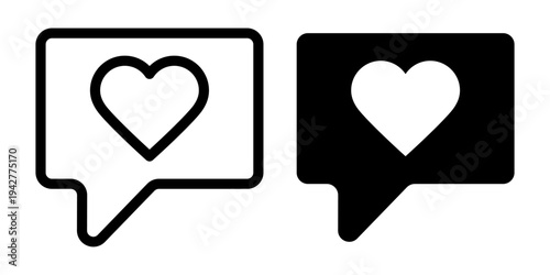 Vector isolated social media Like icon set in black outline and fill