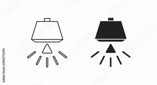 Outline and filled lamp light source flat icons
