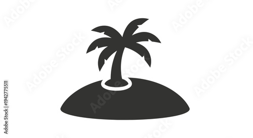 Palm tree on island simple icon illustration