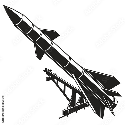 Vector illustration of a rocket on a launchpad