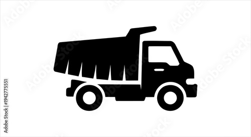 Heavy duty construction dump truck silhouette for material transport and building projects