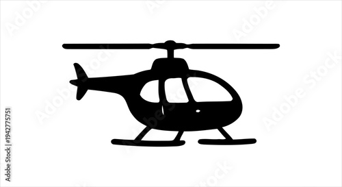Minimalist helicopter silhouette icon, ideal for aviation and aerial transport graphic design elements
