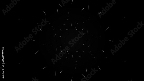 Dynamic abstract digital motion graphic depicting radiating light streaks and glowing particles on a dark background, evoking a sense of fluid energy and futuristic propulsion