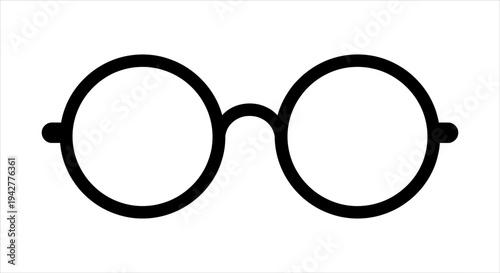 Minimalist Round Black Outline Glasses Icon for Vision Correction and Stylish Accessory