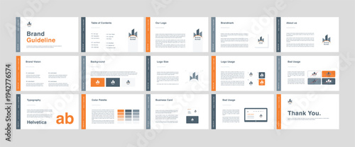 Brand Guidelines Poster Layout Set. Minimal Brand Guideline Template. Brand Identity presentation design. Vector illustration.	