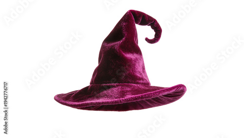 Foto Isolated Purple Velvet Witch Hat For Halloween costume or fantasy role-play char