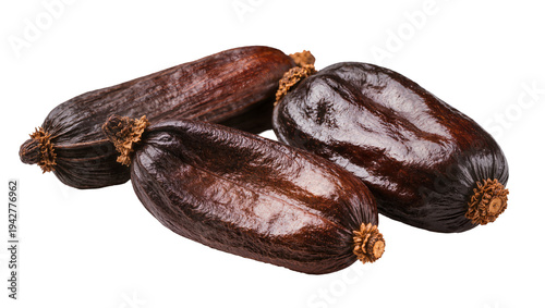 Valokuva Isolated Ricinus communis seeds in the studio on a clean background, brown, shin